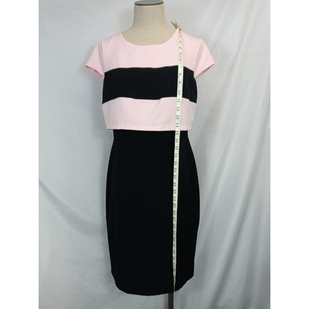 Tiana B Dress Womens Size 6 Sheath Pink Black Colorblock Career Work Cocktail - Picture 5 of 9